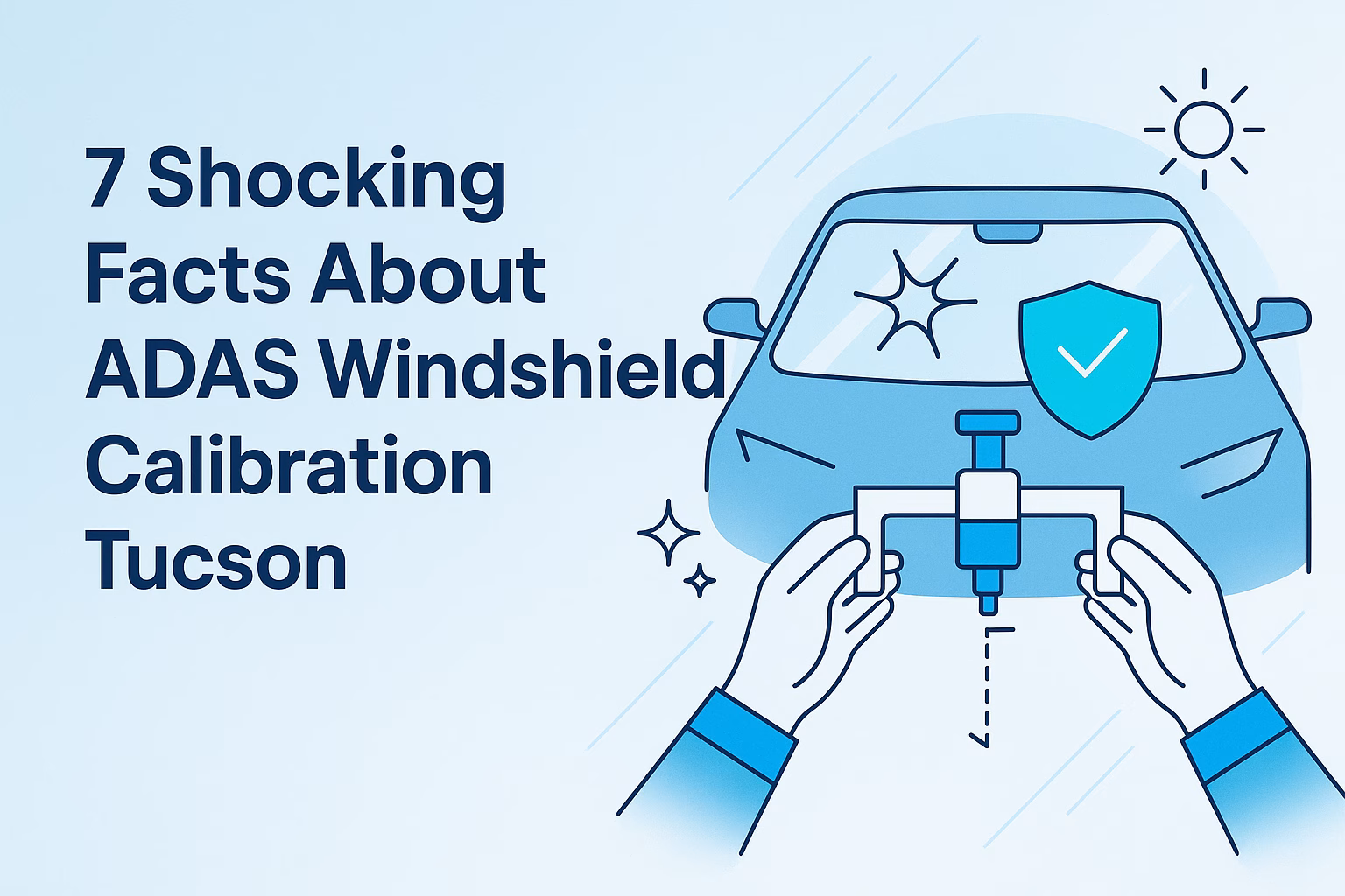 7 facts about ADAS windshield calibration Tucson with hands operating a calibration tool on a car's windshield.