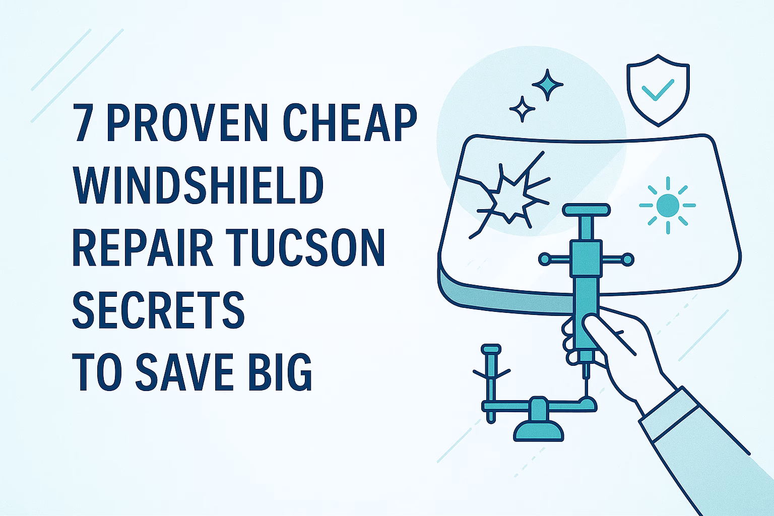7 Proven cheap windshield repair Tucson secrets to save big, featuring a hand holding a windshield repair tool.