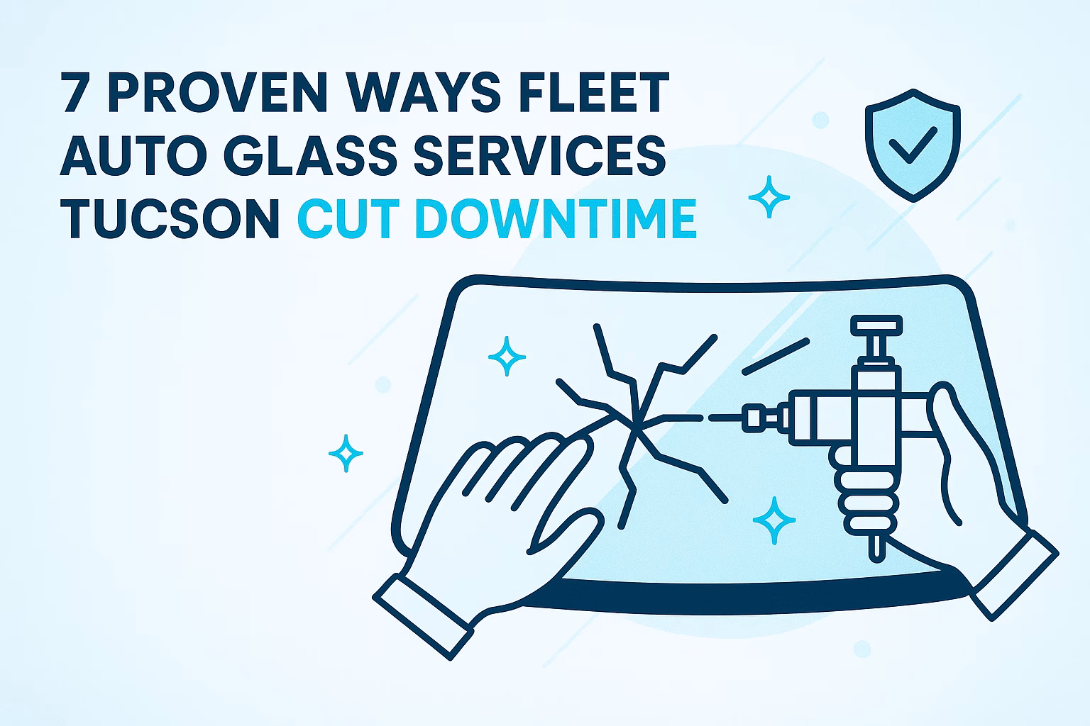 7 proven ways fleet auto glass services Tucson reduce downtime with an illustration of crack repair tools.