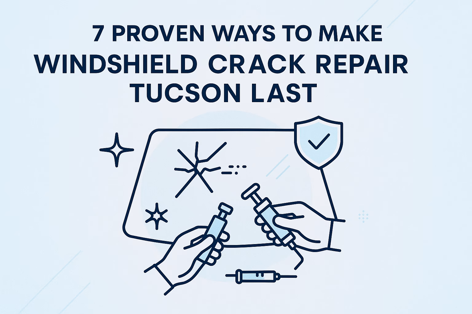 7 proven ways to make windshield crack repair Tucson last, featuring hands holding repair tools and a crack on a windshield.